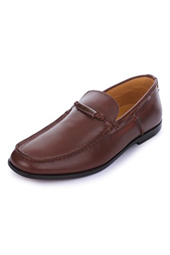 LIBERTYZENO Mens Genuine Leather Tassel Loafers Dress Shoes 985 Brown