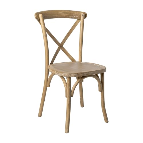 Flash Furniture Advantage Medium Natural With White Grain X-Back Chair