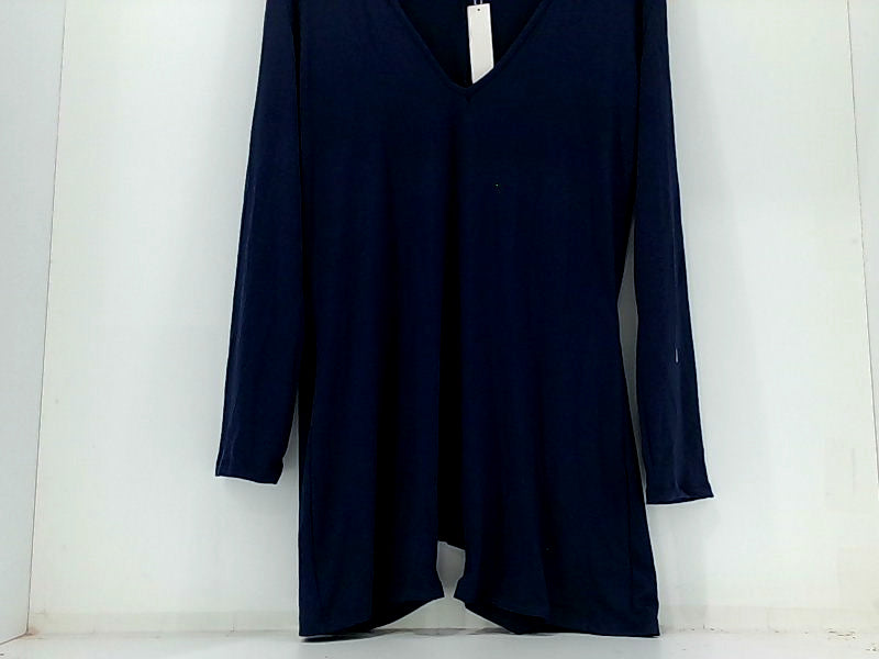 Navy V-Neck Long Sleeve Jumpsuit 1XL