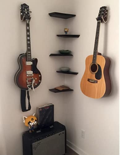 Walnut Guitar Wall Hanger with Pick & Capo Storage