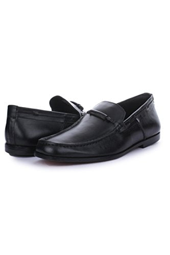 LIBERTYZENO Mens Genuine Leather Tassel Loafers Dress Shoes 985 Black