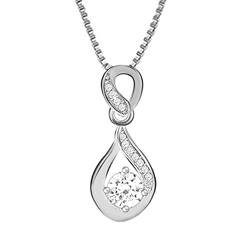 GIVA 925 Hypoallergenic Silver Twist Zirconia Stone Pendant Necklace for Women