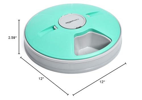 Amazon Basics Automatic Electronic Pet Feeder 6 Portions Plastic Teal 12x12x2.59