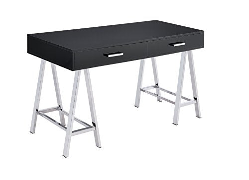 Acme Coleen 2 Drawer Metal Home Office Desk in Black and Chrome