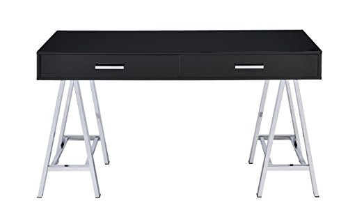 Acme Coleen 2 Drawer Metal Home Office Desk in Black and Chrome