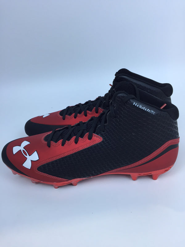 Under Armour Men Sport Cleat Color Black Red Size 13 Pair of Shoes
