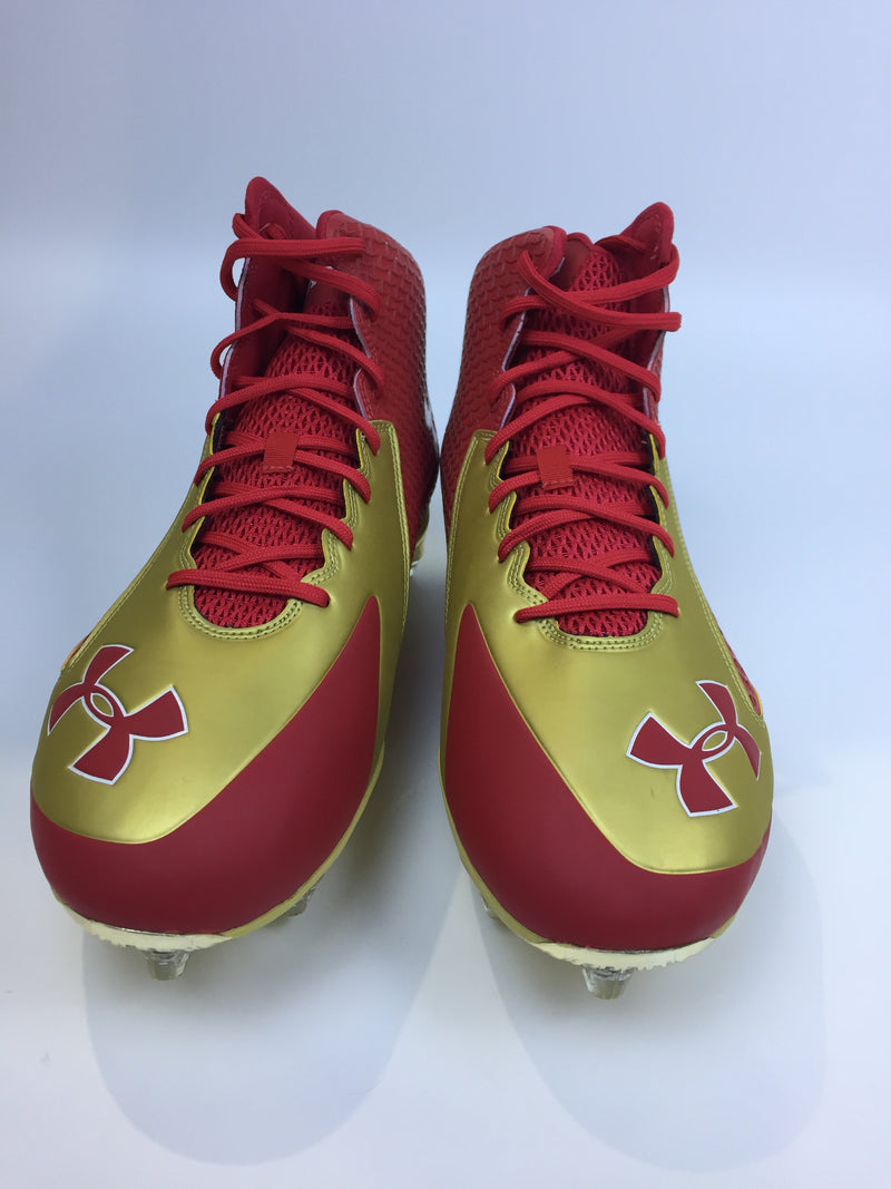Under Armour Men Tem Nitro Mid D Wide 1256839 601 Red Gold Size 14 Pair of Shoes