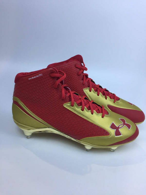 Under Armour Men Tem Nitro Mid D Wide 1256839 601 Red Gold Size 14 Pair of Shoes