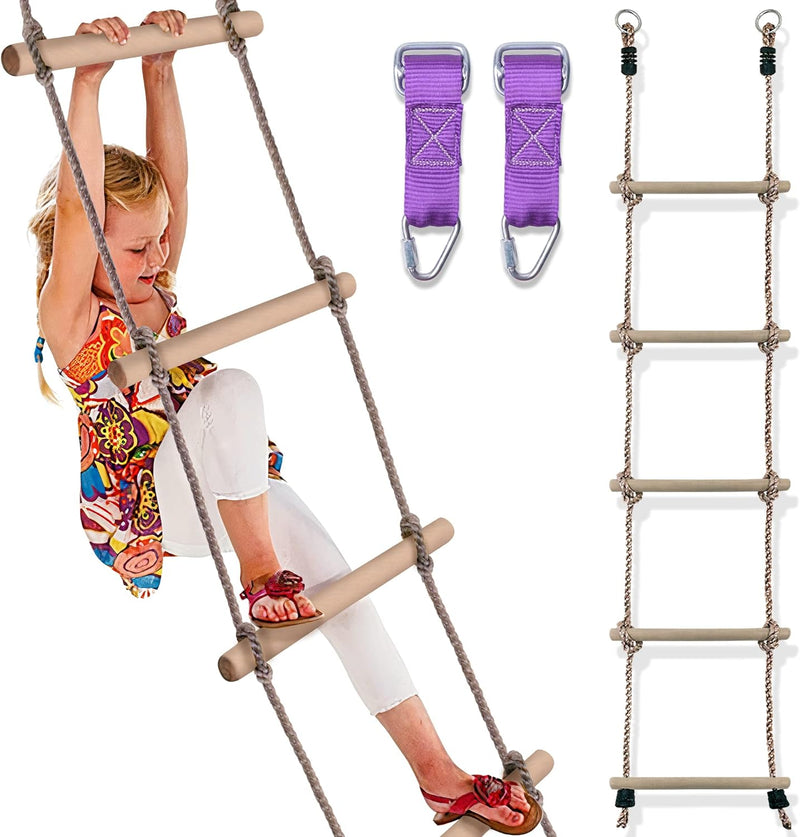 Wooden Climbing Rope Ladder Warrior Playground Ninja Swing Rope Ladder