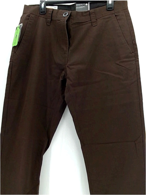 Volcom Mens FRICKIN CHINO PANTS Stretch Strap Zipper Casual Pants Color Brown Size 33