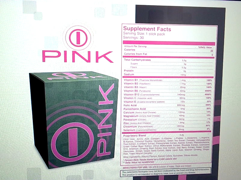 PINK I Energy Hormones Drink Packets 30 Pack