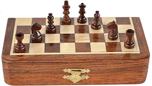 Magnetic Travel Chess Set - 7 Inch Staunton Rosewood Folding Board