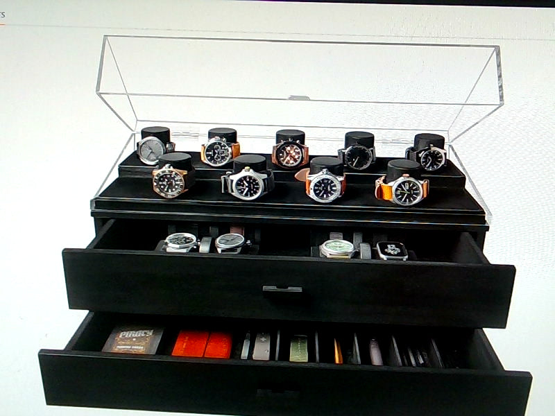 Elegant Black Watch Storage Case with Display for 17 Watches