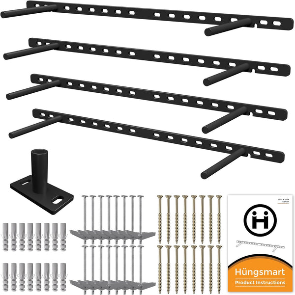 Set of 4 Floating Shelf Brackets 22x3/4 Inch Hidden Shelf Hardware Black