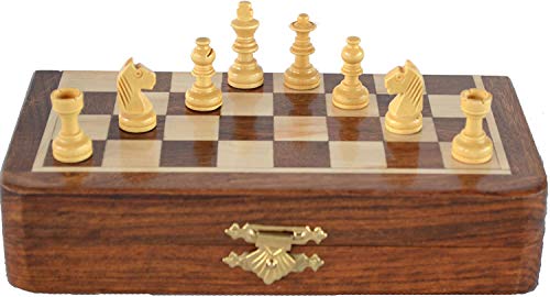 Magnetic Travel Chess Set - 7 Inch Staunton Rosewood Folding Board