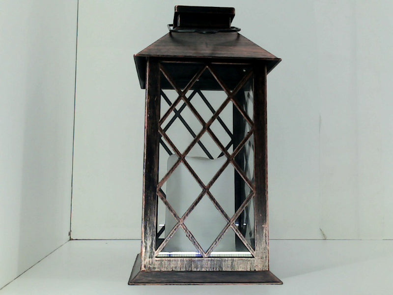 Rustic Solar-Powered Candle Lantern for Home Decor