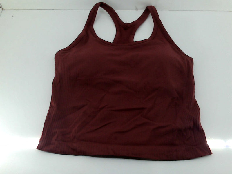 Sphinx Women's Wine-Red Sleeveless Ribbed Slim Fit Top Medium