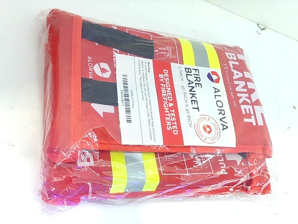 Alorva 2x Fire Blankets 40x40 Inch Hi Viz Rapid Fire Suppression Fiberglass Gold