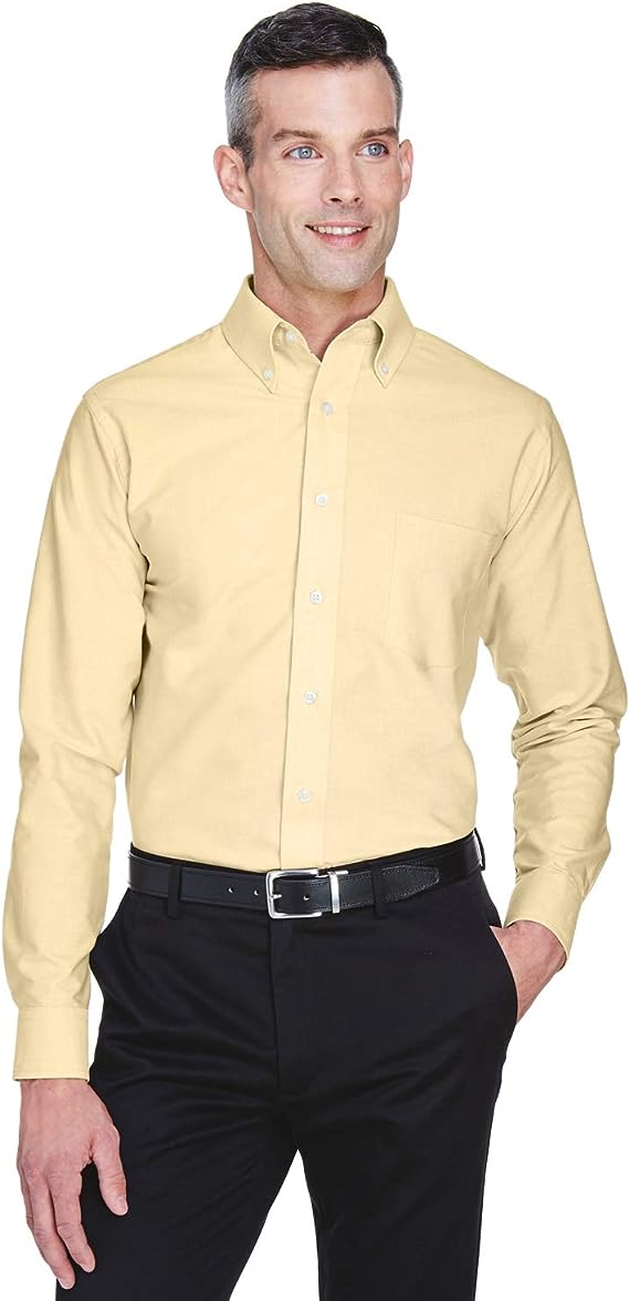 UltraClub Men's Wrinkle-Free Long Sleeve Oxford Shirt BUTTER M