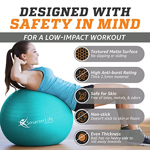 Exercise Ball for Fitness, Yoga, Balance, Stability (Turquoise)