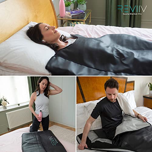 REVIIV Far Infrared Sauna Blanket - Low EMF Insert Towel & Longer Cable | Portable Body Sauna for Home Therapy, Detox | 85-185°F Temperature Range