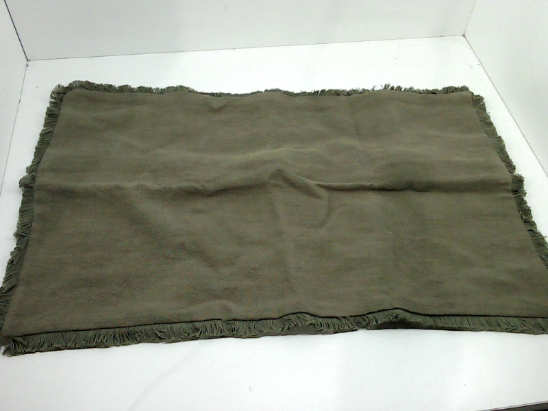 Khaki Green Lumbar Pillow Cover with Fringe 12x20 Inch