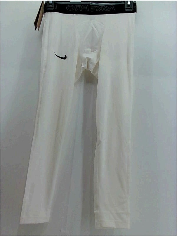 Nike Mens Pro 3/4 Length Training Tight Stretch Strap Pull On Active Pants Color White Size Small