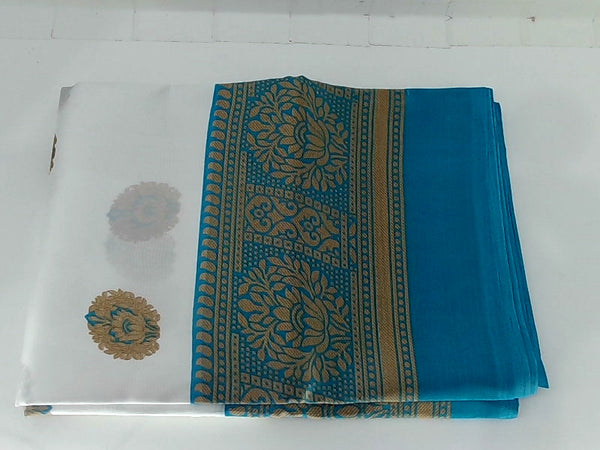 Cfraftstribe Saree Home Craftstribe Color Blue & Gold White