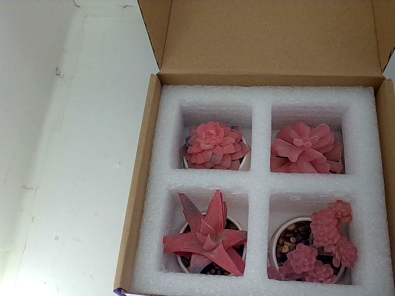 Pink Artificial Succulent Set - 4 Pieces for Home Decor