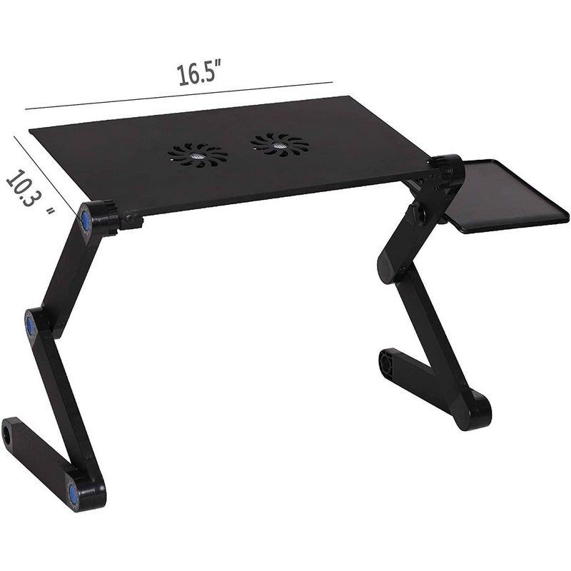 Portable Adjustable Foldable Aluminum Laptop Desk with 2 CPU Cooling Fans