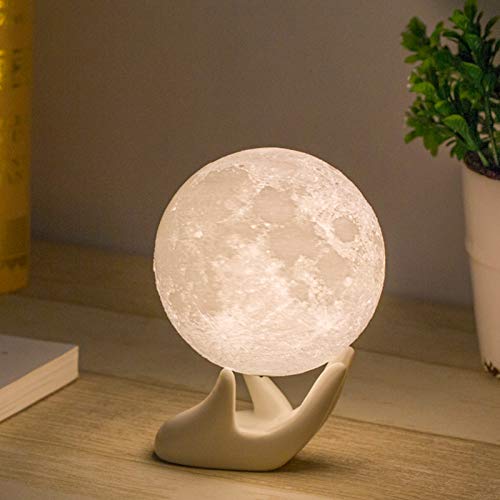 Mydethun Moon 3D Printed Lunar Lamp 3.5 Inch White & Yellow