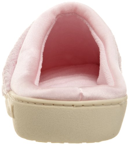 isotoner Women's Microterry PillowStep Satin Cuff Clog Slippers, Peony, 7.5-8 B(M) US