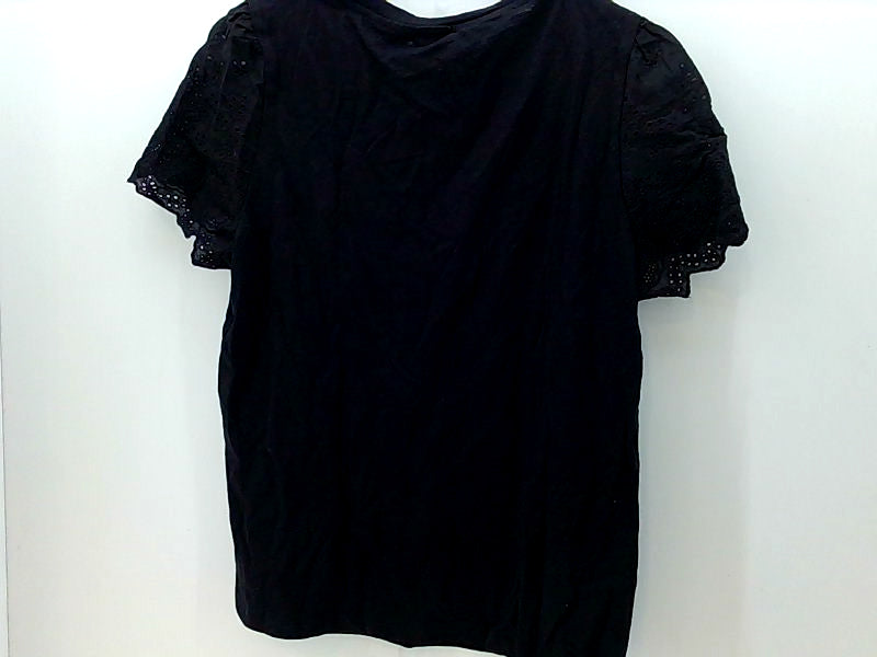Black Lace Sleeve T-Shirt - Large