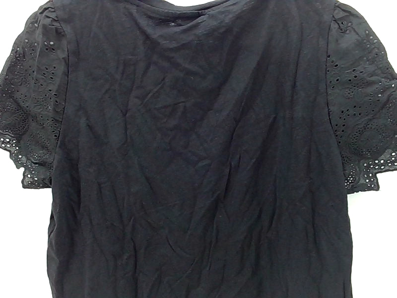 Black Lace Sleeve T-Shirt - Large