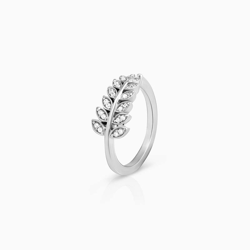 GIVA 925 Sterling Silver Hypoallergenic Silver Fronds Zircon Ring for Women Anniversary Birthday Gifts