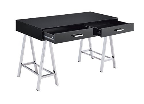 Acme Coleen 2 Drawer Metal Home Office Desk in Black and Chrome