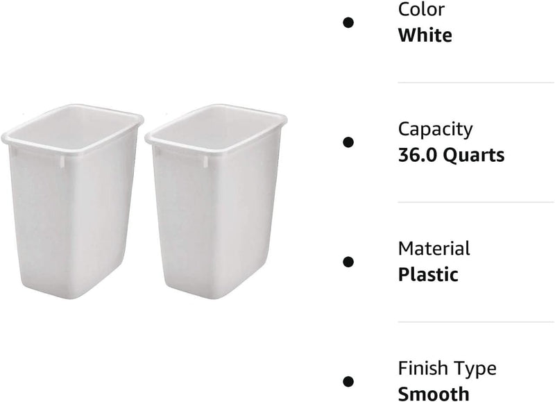 Rubbermaid 36qt White Open Wastebasket Pack of 2 - Durable Design