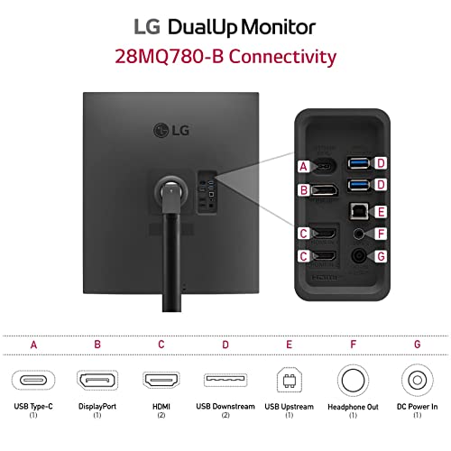 LG 28MQ780-B 28 Inch SDQHD (2560 x 2880) Nano IPS DualUp Monitor with Ergo Stand