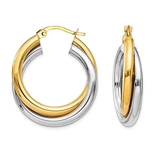 Lecalla Sterling Silver Jewelry Polished Hoop Earrings for Women