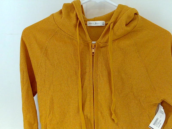 Vivid Yellow Ribbed Hoodie Jacket Medium