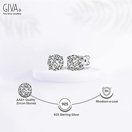 GIVA 925 Sterling Silver Earrings For Women Silver Stud Hypoallergenic Earrings 8x8 mm