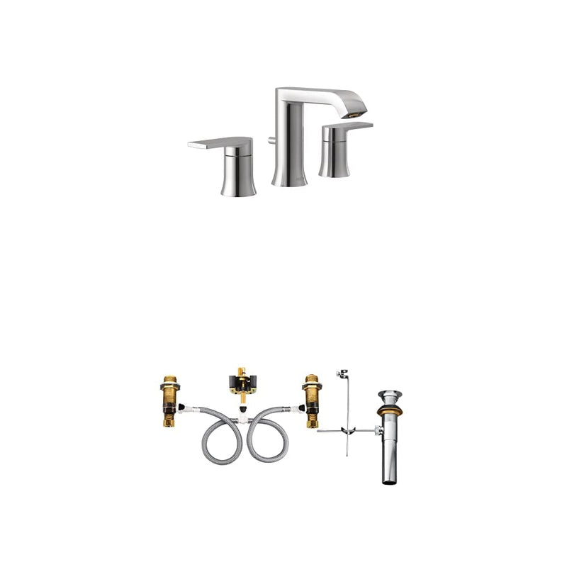 Moen T6708-9000 Genta Two Handle Widespread Bathroom Faucet with Valve Chrome