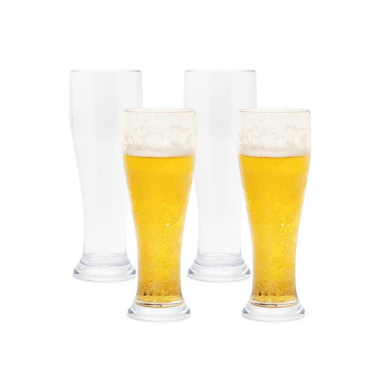 Bellaforte 16oz Shatterproof Plastic Beer Glasses 4 Set Clear Dishwasher Safe