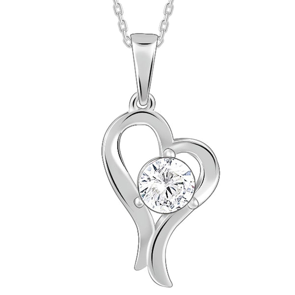 Giva Women's Metal 925 Sterling Silver Zircon Curl Heart Necklace