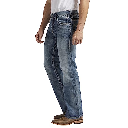 Silver Jeans Co. Men's Zac Relaxed Fit Straight Leg Jeans Light Indigo 32W x 36L