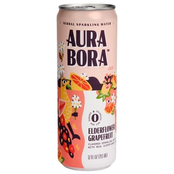 Aura Bora Herbal Sparkling Water Elderflower 12 Pack 12 Fl Oz