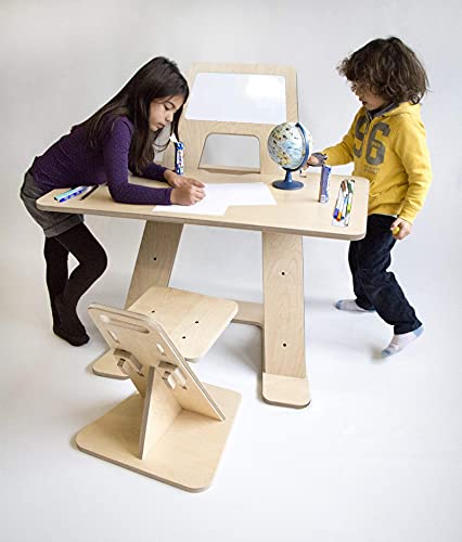 Adjustable Kids Desk & Chair Set Converts to a Magnetic Whiteboard Easel