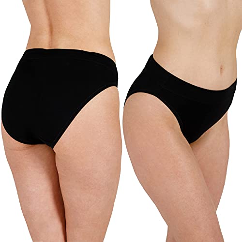 4 Pack Organic Cotton Underwear Womens Briefs Black High Waist, High Cut Organic Cotton Panties (XS)