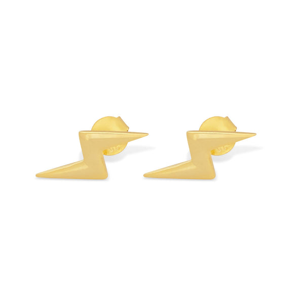 Giva 925 Sterling Silver Golden Lightning Bolt Stud Earrings