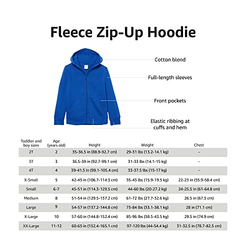 Amazon Essentials Boys' Fleece Zip Up Hoodie Sweatshirt Navy Large